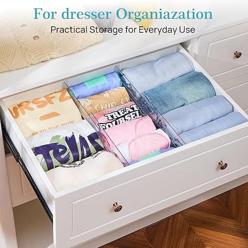 Vtopmart 12 Pack Drawer Dividers for Clothes, 4" High 10.2"-16.5" Adjustable Expandable Dresser Drawer Organizer, Clear Plastic Separators for Dresser, Baby Clothing, Underwear, Cosmetic, Toiletries thumbnail 5