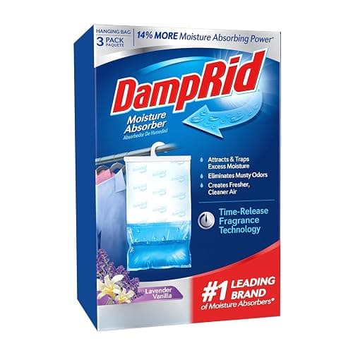 DampRid Lavender Vanilla Hanging Moisture Absorber, 16 oz., 3 Pack - Eliminates Musty Odors for Fresher, Cleaner Air, Ideal Moisture Absorbers for Closet, Blue, Small - Image 1