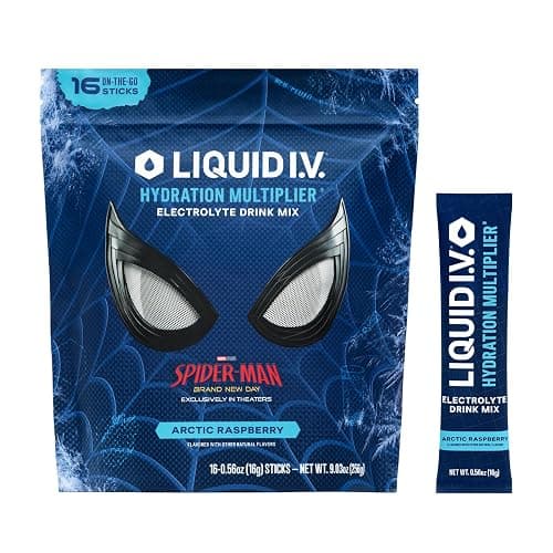 Liquid I.V. Hydration Electrolytes, Spider-Man Arctic Raspberry, 16 Count - Image 1