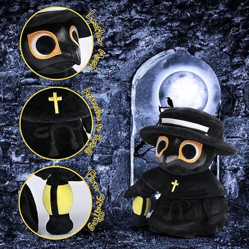 AULUDA Plague Doctor Plush Toy, 16" Big Weighted Spook Cute Stuffed Plushie Pillow Doll, Soft Large Fluffy Halloween Hugging Cushion Decor, Present for Kids and Adults thumbnail 4
