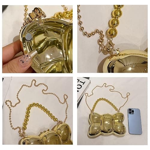 HZhuyu Bow Purse for Women Mini Bow Clutch Purse Y2k Bow Metallic Small Wedding Crossbody Cute Clutch Party Handbag thumbnail 2