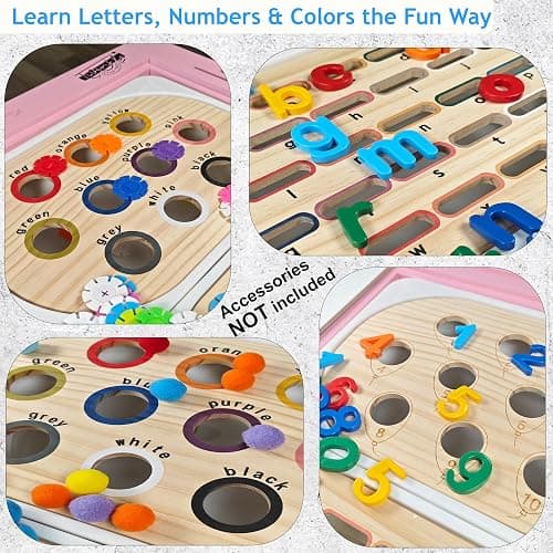 Twinkle Little Toes Wooden Inserts for Sensory Table – Color Sorter & Alphabet Board (Set A of 2) – Montessori Fine Motor Skills Toys, Non-Toxic Pine Wood, Fits Small TROFAST Bins thumbnail 5