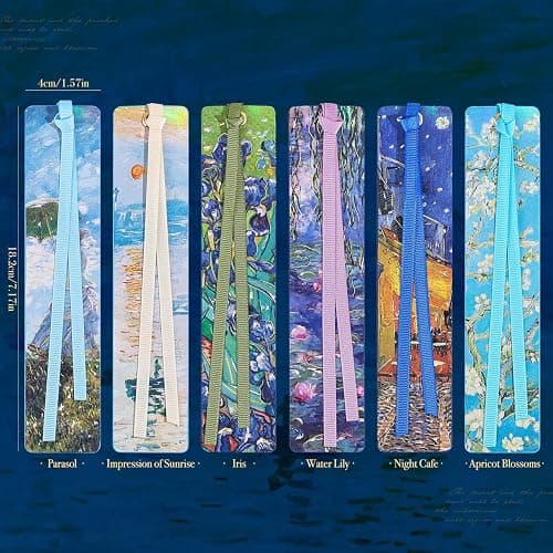 2Pcs Oil Painting Bookmarks for Women, Bookmarks Set for Book Lover,Book Marks for Reading,Vintage Book Marks for Kids Students Classroom Gift for Teacher Woman with a Parasol & Impression of Sunrise thumbnail 5