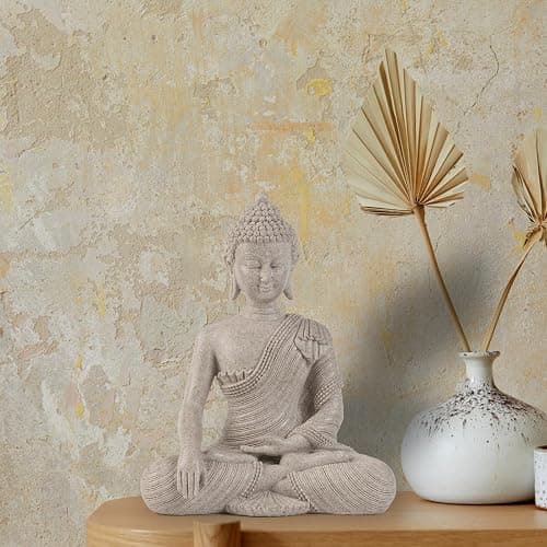 Buddha Statue for Home Decor Beige White-Buddha Statue Large for Spiritual 10.2''-Buddha Decor for Living Room-Buddha Statues for Zen Decor –Indoor Buddha Gift for Shrine , Meditation or Relaxation thumbnail 2