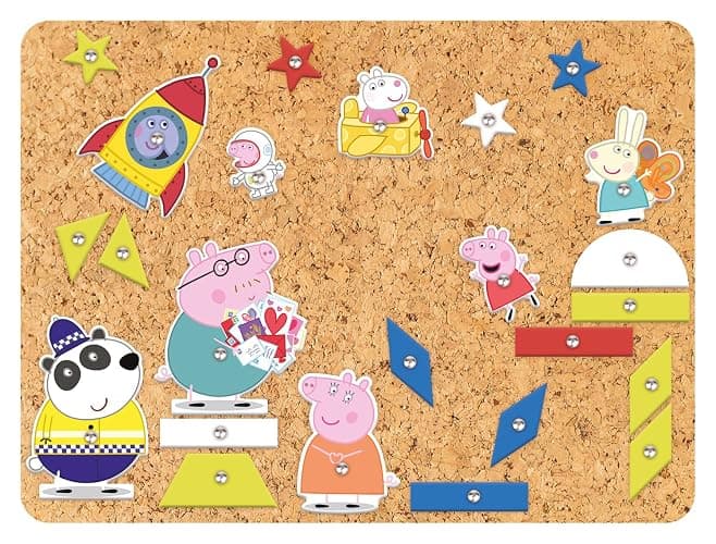 Lena® Hammerspiel Peppa Pig – Kreatives Set mit 44 bunten Plättchen, Hammer, Nägeln und Korkplatte, ab 3 Jahren thumbnail 3