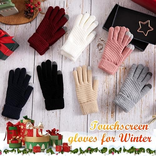 Trifabricy Womens Winter Gloves - Warm Soft Touchscreen Winter Gloves for Women, Elastic Cuff Knit Glove for cold weather thumbnail 7