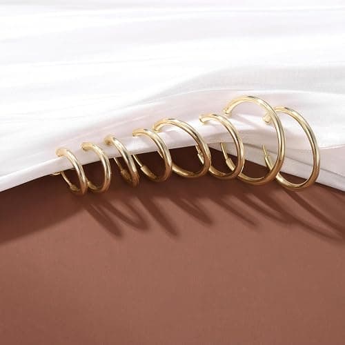 PLOMFOV Clip On Hoop Earrings for Women Non Pierced Earrings Clip On Gold Hoops Fake Earrings Clips for Non-Pierced Ears 10-20MM thumbnail 5
