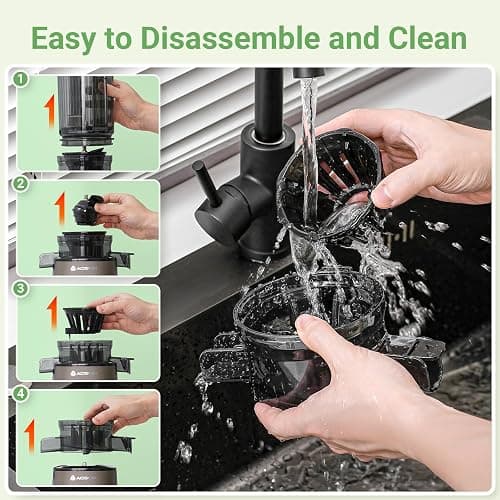 AAOBOSI Cold Press Juicer, 4.35" Large Feed Chute Masticating Juicer Machines Slow Juice Extractor Fit Fruits &Vegetables, Easy to Clean High Juice Yield, New Designed for Home and Travel, BPA Free - 50r/min thumbnail 9