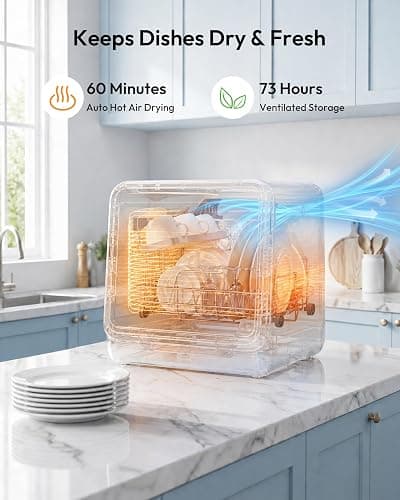 EUHOMY Countertop Dishwasher Portable, 8 Programs with 5L Tank, Black, 40dB | 360° Dual Spray Arms, 29-min Quick Wash, 8-Program with Child Lock and Delay Mode, 167°F, 73h Ventilation, 40dB, Time-Saving thumbnail 8