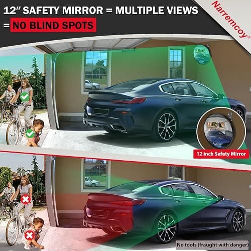 Narremcoy 12 inch Acrylic Convex Mirror, Adjustable Wide Angle View Indoor Security Mirror, Corner Security Blind Spot for Warehouse, Office, Parking Garage and Traffic Safety thumbnail 3