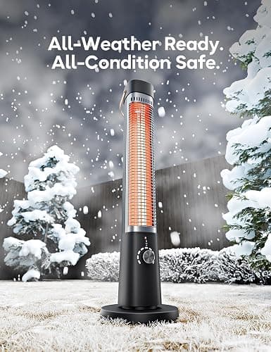 Patio Heater for Outdoor Use, Infrared Electric Outdoor Heater, 1500W Instant Heating, 60-Degree Oscillation, 9 Heat Levels, 9H Timer, Remote, for Garage, Backyard, Large Room, Indoor, 32.2", Black thumbnail 9