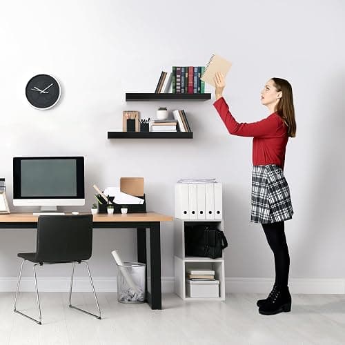 Sorbus Floating Shelves for Wall – 16 Inch Floating Shelf for Kitchen, Bedroom, Living Room, Bathroom, Home & Wall Decor - Mounted Bathroom Shelves with Invisible Brackets (Black, 3 Pack) thumbnail 8