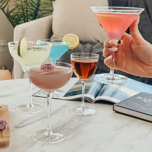 MORA PURE Martini Glasses, Set of 4-7oz - Handblown Premium Crystal Glass for Cockails, Martinis, Home Bar, Cosmos, Gimlet, Parties, Etc - Modern Classic Cocktail Glassware, Gift for Him/Her thumbnail 8