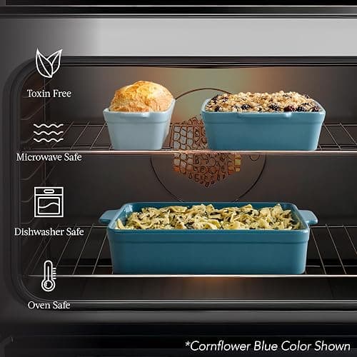 Best Choice Products 3-Piece Ceramic Bakeware Set, Stoneware Baking Dishes, Porcelain Casserole Bakeware Dishes, Serving Dishes - 9x12 Casserole, Loaf Pan, 8x8 Baking Dish - Black Licorice thumbnail 5