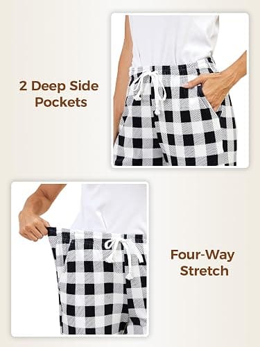 SEVEGO Tall Women's 32"/34"/36" Inseam Flannel Pajama Pants Stretch Drawstring Waist Lounge Sleep Bottoms with Pockets thumbnail 5