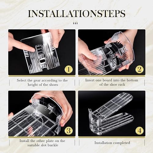 Tgzwme Shoe Slots Organizer 12 Pack - Shoe Stacker,3 Levels Adjustable,Space Savers 50%,Double Layer Holders for Closet (Transparent),Organizador de Zapatos thumbnail 5
