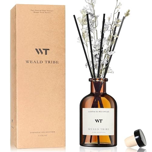 WEALD TRIBE Reed Diffuser Set for Bathroom Air Fresheners, Oil Diffuser Sticks | Fresh Linen Scent 4.0 fl oz Home Fragrance with Sticks Defusers | House Bedroom Office Shelf Decor - Image 1