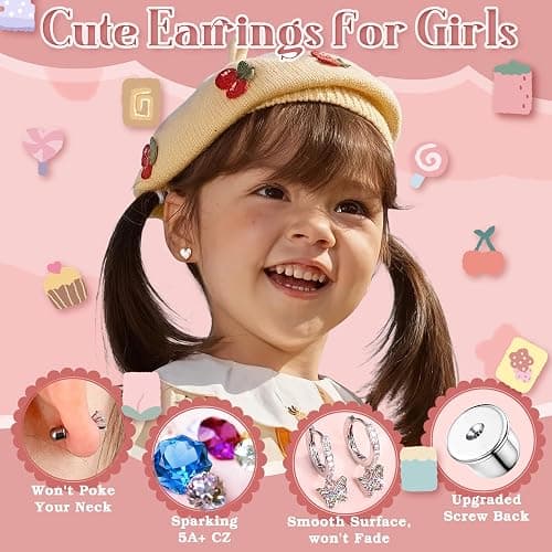 Hypoallergenic Earrings For Girls Women Surgical Stainless Steel Screw Back Earrings Set For Sensitive Ears Kids Earrings Toddler Earrings Cute Girls Earrings thumbnail 4