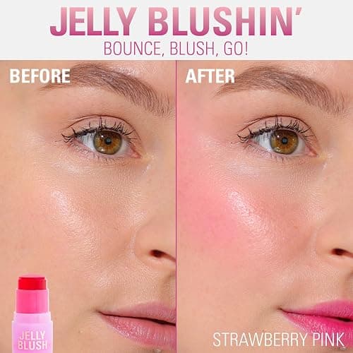 Revolution, Jelly Blush Stick Lip & Cheek Stain, Sheer, Buildable Coverage with Hydrating Hyaluronic Acid & Aloe for Multi-Use Glow, Vegan & Cruelty-Free, Strawberry Red thumbnail 3