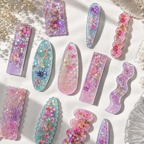 30PCS DIY Hair Clip Jewelry Casting Mold Set, with 10 Thick Hairpin Silicone Molds and 20 Hairclips for Crafts, Hair Clips Molds for Hairpin Making thumbnail 4