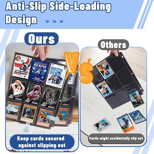 900 Pockets Trading Card Binder Sleeves, Baseball Card Sleeves Fit for Standard Size Sport Cards, Baseball Card Holder for 3 Ring Binder thumbnail 5