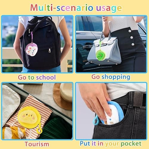 24 Pcs Cute Coin Purse for Women, Kawaii Plush Coin Pouch, Mini Wallet with Zipper Keychain, Small Change Purse for Women on Back to School Halloween Christmas Exchange Gifts thumbnail 4
