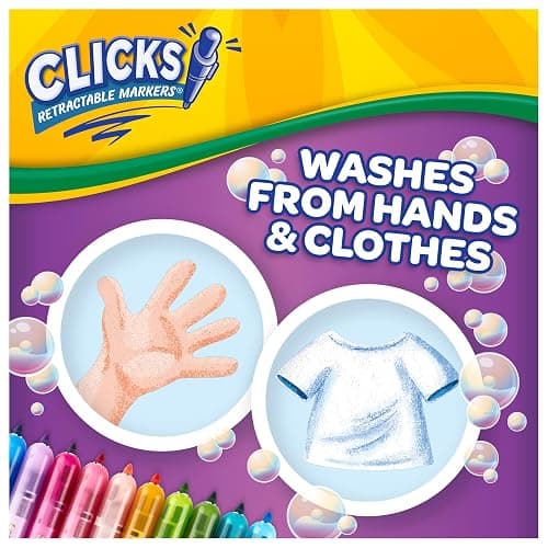 Crayola Clicks Retractable Markers - Bold (10ct), Essential Easter Basket Stuffers, Spring Craft Supplies, Gifts for Kids & Toddlers, No Dry Washable Markers for Kids thumbnail 5