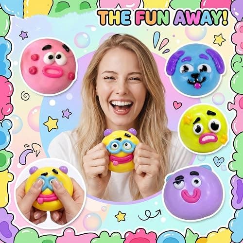 5Pcs Smushers Squishy Fidget Toys Slow Rising Stress Balls Squeeze Toys Curiosities Smushers Face Stress Sensory Anxiety Relief Squishies Slow Rise Toy Party Favors Gift Adults Kids (Multiple Color) thumbnail 4