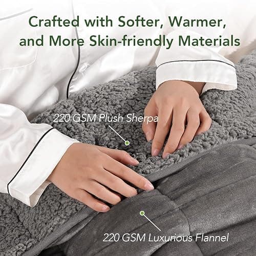 Sivio Sherpa Fleece Weighted Blanket for Adult, 15 lbs Heavy Fuzzy Throw Blanket with Soft Plush Flannel, Reversible Twin-Size Super Soft Extra Warm Cozy Fluffy Blanket, 48x72 Inches Dual Sided Grey thumbnail 4