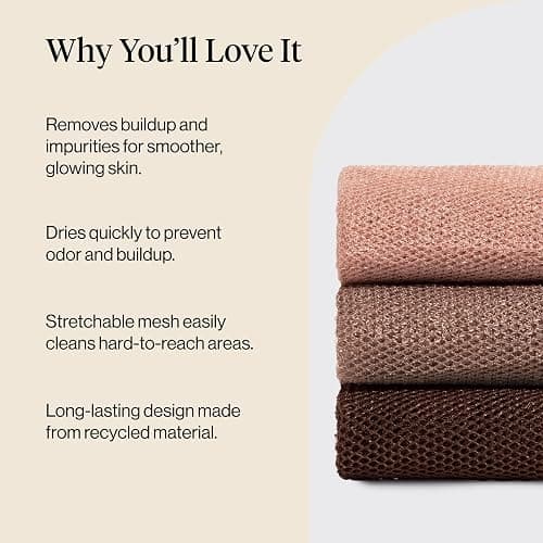 Kitsch African Net Sponge – Exfoliating Body Scrubber for Cleansing & Gentle Daily Exfoliation – Stretchable Bath Sponge for Hard-to-Reach Areas, Long-Lasting Shower Essential - Rosewood, 3 Pcs thumbnail 4