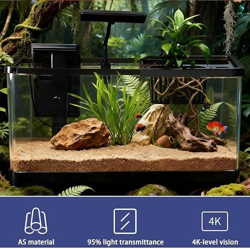 5 Gallon Fish Tank, Aquarium Plastic Starter Kit with Filter, Small Net and LED Light, Fish Tank for Betta, Plastic Nano Aquarium with Lid(18.5 * 7.87 * 8.07 inch/Black) (5 Gallon Fish Tank) thumbnail 6