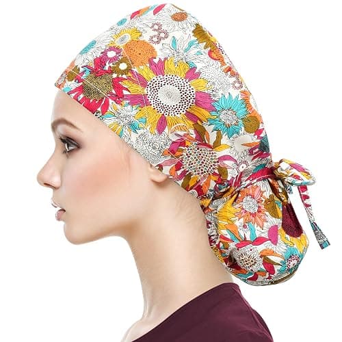 QBA Adjustable Working Cap with Button, Satin-Lined Hat, Cotton Working Hat Sweatband, Elastic Tie Back Hats Unisex thumbnail 3