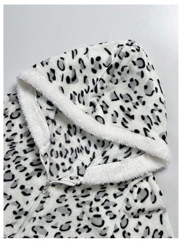 SOLY HUX Leopard Print Zip Up Hoodies for Women Cheetah Fleece Sweatshirts Fitted Jacket Y2K Hoodies for Teen Girls thumbnail 4