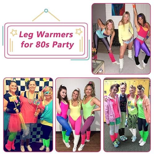 Junely Leg Warmers for Women 80s Cable Knit Leg Warmer for Ballet Dance Figure Skating Yoga Party Junior Neon Long Socks thumbnail 2