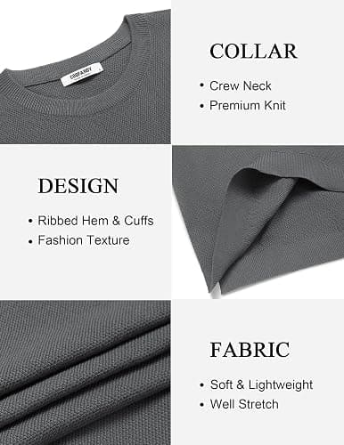 COOFANDY Mens Crew Neck Sweaters Long Sleeve Lightweight Knit Dress Pullover Sweaters thumbnail 4