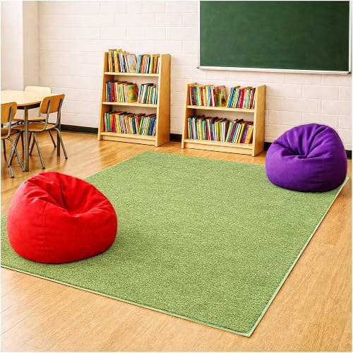 KOECKRITZ Soft & Colorful 4' x 4' Kids Classroom Area Rug – Cozy Playroom Carpet for Nursery, Daycare & Preschool, Flammability Pill Test Passed (Lime) thumbnail 5