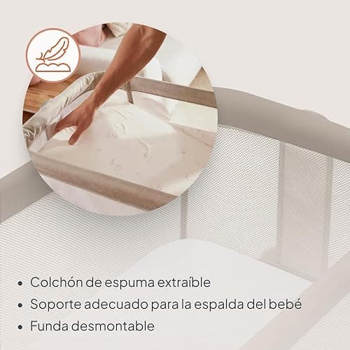 lionelo Luna Cuna de colecho portátil con colchon Cuna de Viaje Bebe co-Sleeping Desde recién Nacido hasta los 9 kg Altura e inclinación Regulables 4 Ruedas con Bloqueo ventilada | De Colecho, Portátil con Colchón Cuna de Viaje Bebé Co-Sleeping desde Recién Nacido, Ruedas con Bloqueo Ventilada thumbnail 10