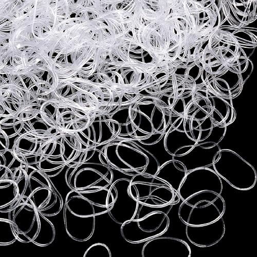 Hicarer 1000 pcs Mini Rubber Hair Bands 1/2" Soft Elastic Bands for Woman Hair Braids Ponytails & Beards Small Dreadlocks, Wedding Hairstyle and More(1.5 cm,Clear) - Image 1