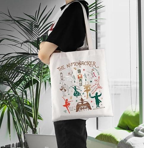 ENSIANTH Musical Inspired Tote Bag Sugar Plum Fairy Lover Gift Ballet Ballerina Shoulder Bag Ballet Recital Dance Gifts (Ballet flower bag) thumbnail 5