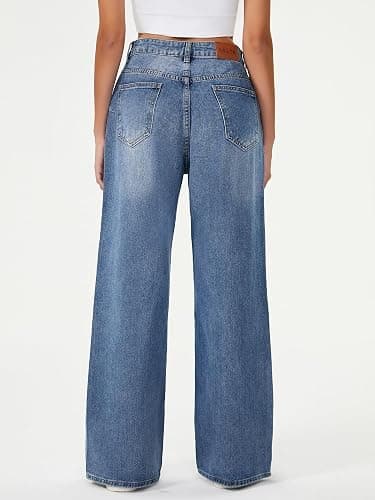 HDLTE Women Wide Leg Jeans High Waist Baggy Jean Loose Boyfriend Jeans Denim Pants Y2K thumbnail 2