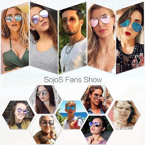 SOJOS Classic Aviator Sunglasses for Women Men Metal Frame Spring Hinges SJ1030 thumbnail 4