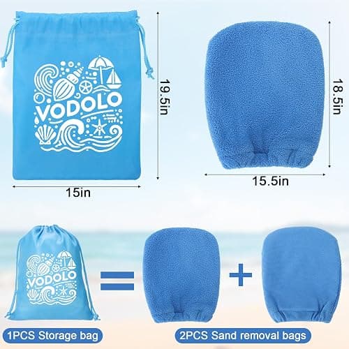 Vodolo 2 in 1 Sand Remover for Beach,2Pcs Sand Wipe Off Mitts for Beach,Beach Vacation Essentials for Kids Adults,Beach Day Accessories Must Haves for Women,Summer Family Beach Needs Items Necessities thumbnail 2