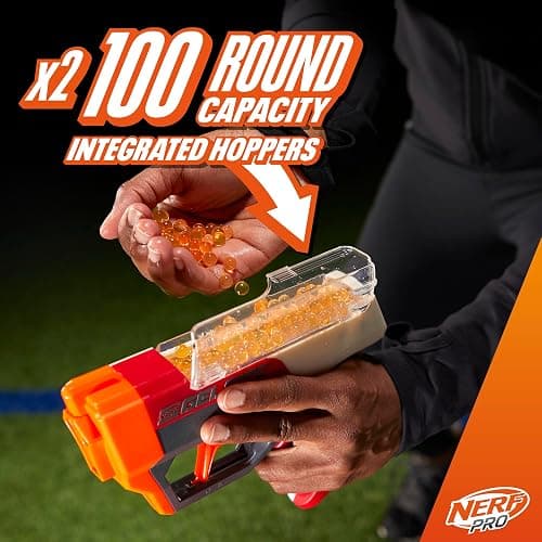 NERF Pro Gelfire Dual Wield Pack, 2 Blaster, No-Prime Firing, 5000 Gelfire Rounds, 2 x 100 runde integrierte Trichter, 2 Brillen, ab 14 Jahren thumbnail 5