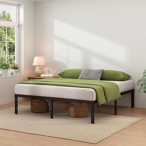 NEW JETO Metal Bed Frame,King Size Bed Frame with Storage Space,14 Inch | Heavy Duty Sturdy Mattress Foundation,Easy Assembly,No Box Spring Needed, Black,Bedroom Furniture - Image 1