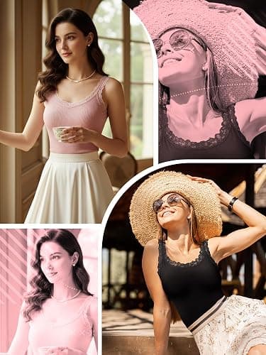 Sintege Women's Lace Patchwork Tank Top Lace Camisole Tank Sleeveless Cami Crop Y2k Tops thumbnail 7