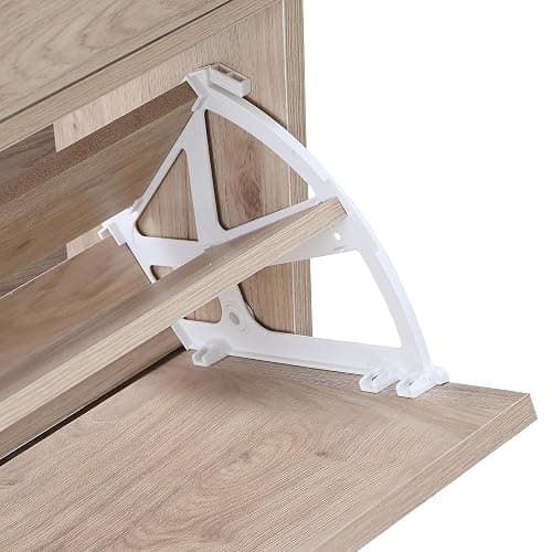 XIAO WEI Shoe Cabinet, Natural Semi Circle Rattan Shoe Storage Organizer Cabinet with 2 Flip Drawers, Freestanding Shoe Rack with Adjustable Shelf for Entryway thumbnail 7