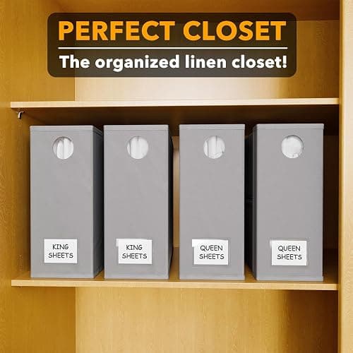 SpaceAid 4 Pack Bed Sheet Organizers and Storage, Foldable Organizer for Linen Closet, Sheets Set Folder Keeper with Window XL (Queen & King Size) Organizing Bedding Container, Gray 91ZDSN-SL01-G4 thumbnail 6