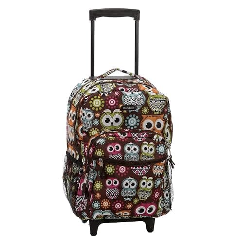 Rockland Double Handle Rolling Backpack, Owl, 17-Inch - Image 1