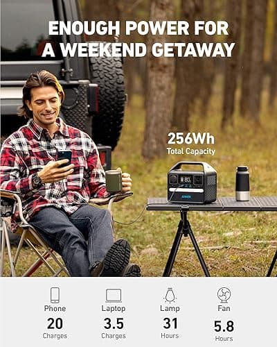 Anker 521 Portable Power Station Upgraded with LiFePO4 Battery, 256Wh 6-Port PowerHouse, 300W (Peak 600W) Solar Generator (Solar Panel Optional), 2 AC Outlets, 60W USB-C PD Output, Outdoor Generator thumbnail 4