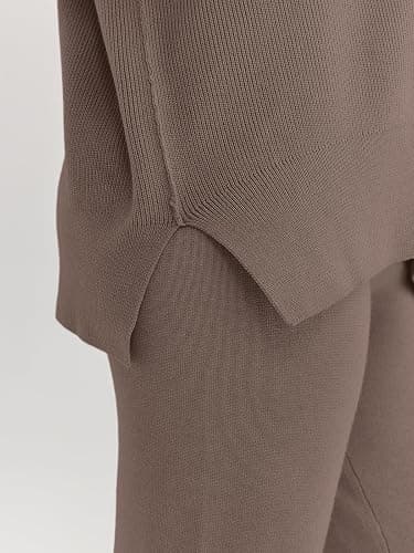 LILLUSORY Women 2 Piece Outfits Sweatsuit Oversized Knit Pullover Sweater Tops Wide Leg Pants Lounge Set thumbnail 4
